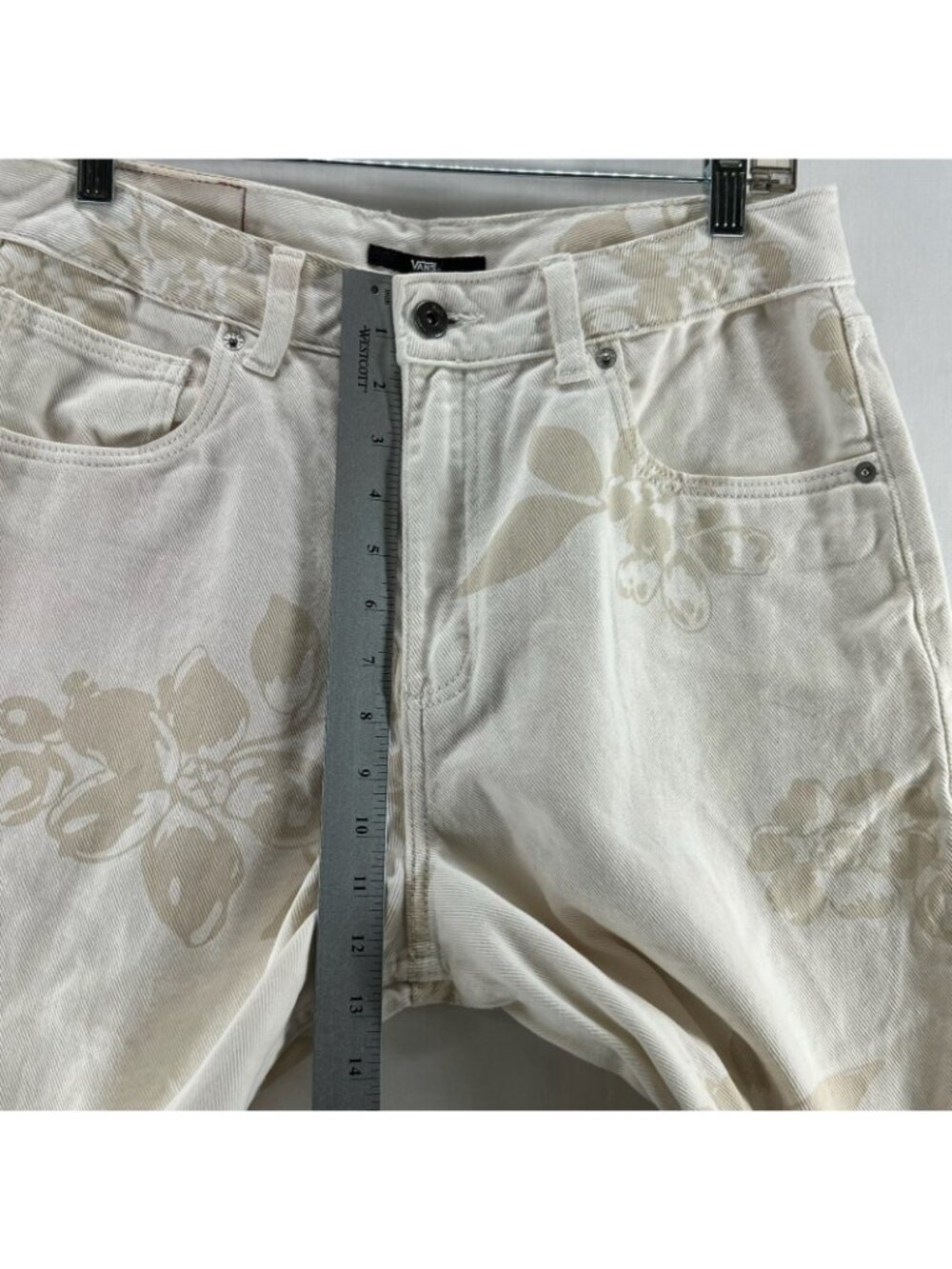 Vans Sirelle Floral High Waisted Mom Jeans Womens 29 Wide Leg Cotton Ecru Cream - Picture 3 of 14